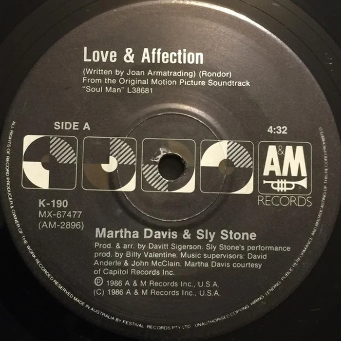 Martha Davis, Sly Stone, Rae Dawn Chong – Love And Affection (VG+/Generic)