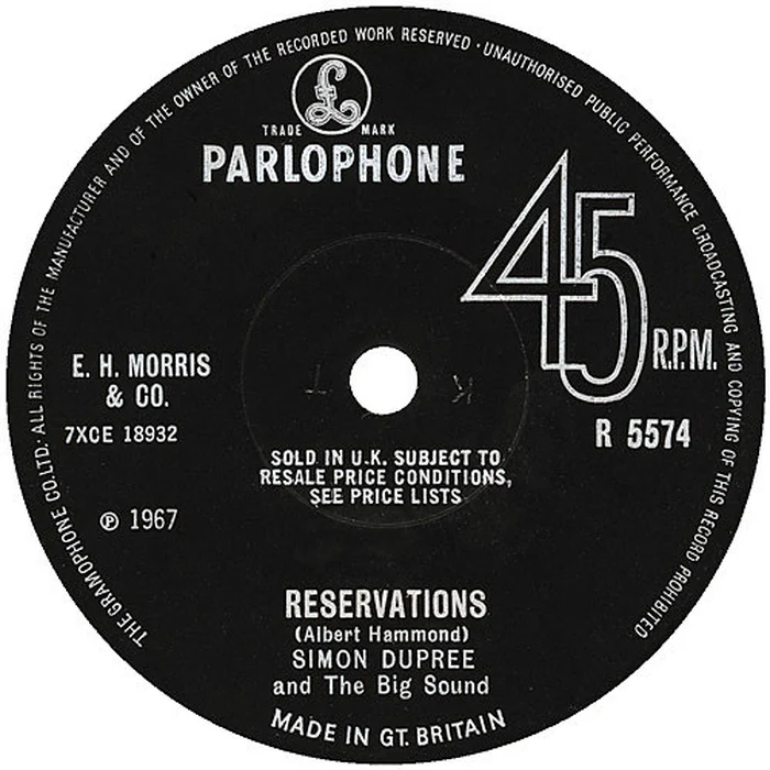 Simon Dupree And The Big Sound – Reservations / You Need A Man (VG+/VG+)